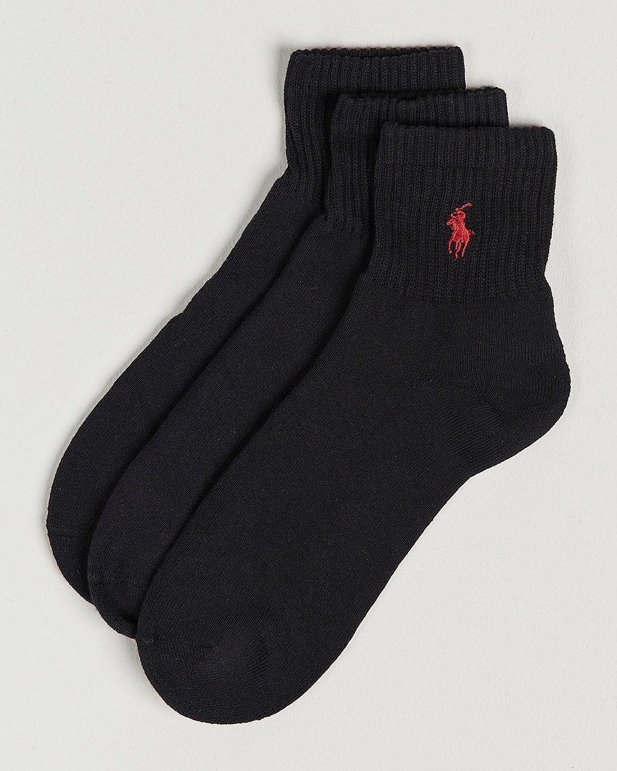 Men | World of Ralph Lauren | Polo Ralph Lauren | 3-Pack Sport Quarter Socks Black