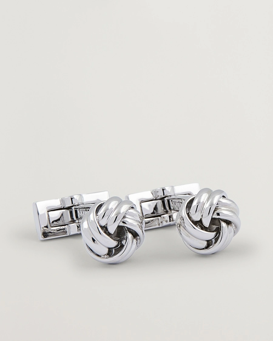 Men | Dark Suit | Skultuna | Cuff Links Black Tie Collection Knot Silver