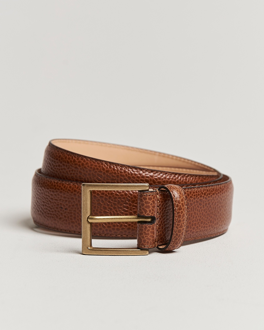 Crockett & Jones Belt 3,5 cm Tan Grained Calf – Brown