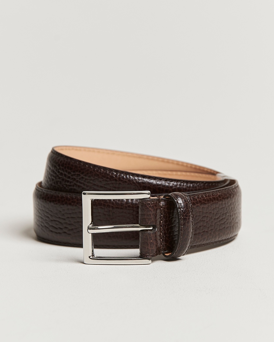 Crockett & Jones Belt 3,5 cm Dark Brown Grained Calf – Brown