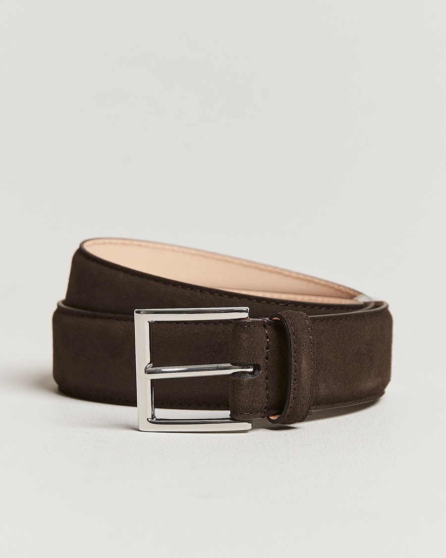 Men | Crockett & Jones | Crockett & Jones | Belt 3,2 cm Dark Brown Suede