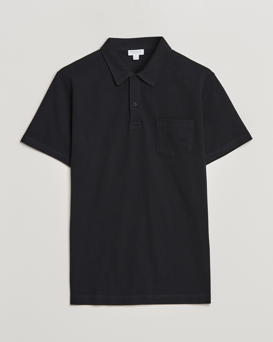 Sunspel Riviera Polo Shirt Black – Black