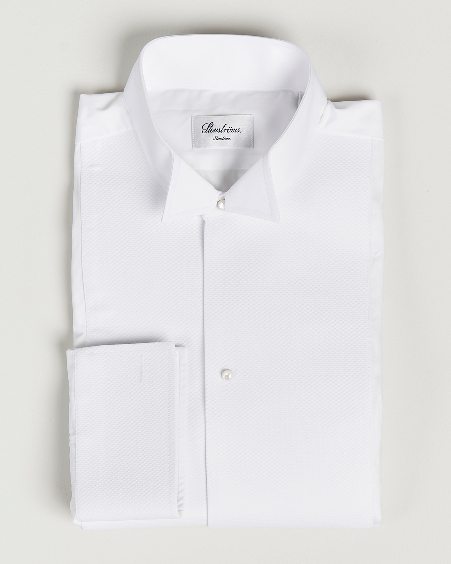 Stenströms Slimline Astoria Stand Up Collar Evening Shirt White – White