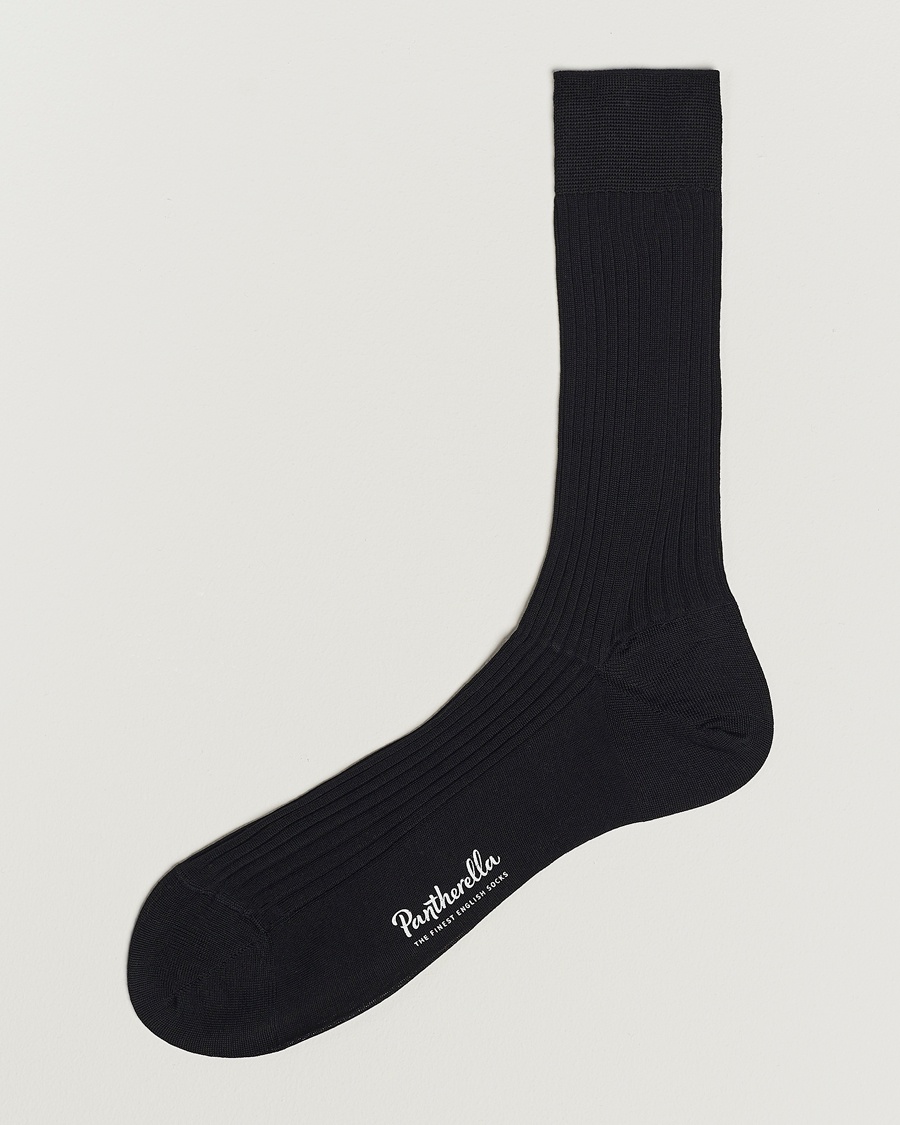 Pantherella Vale Cotton Socks Black – Black