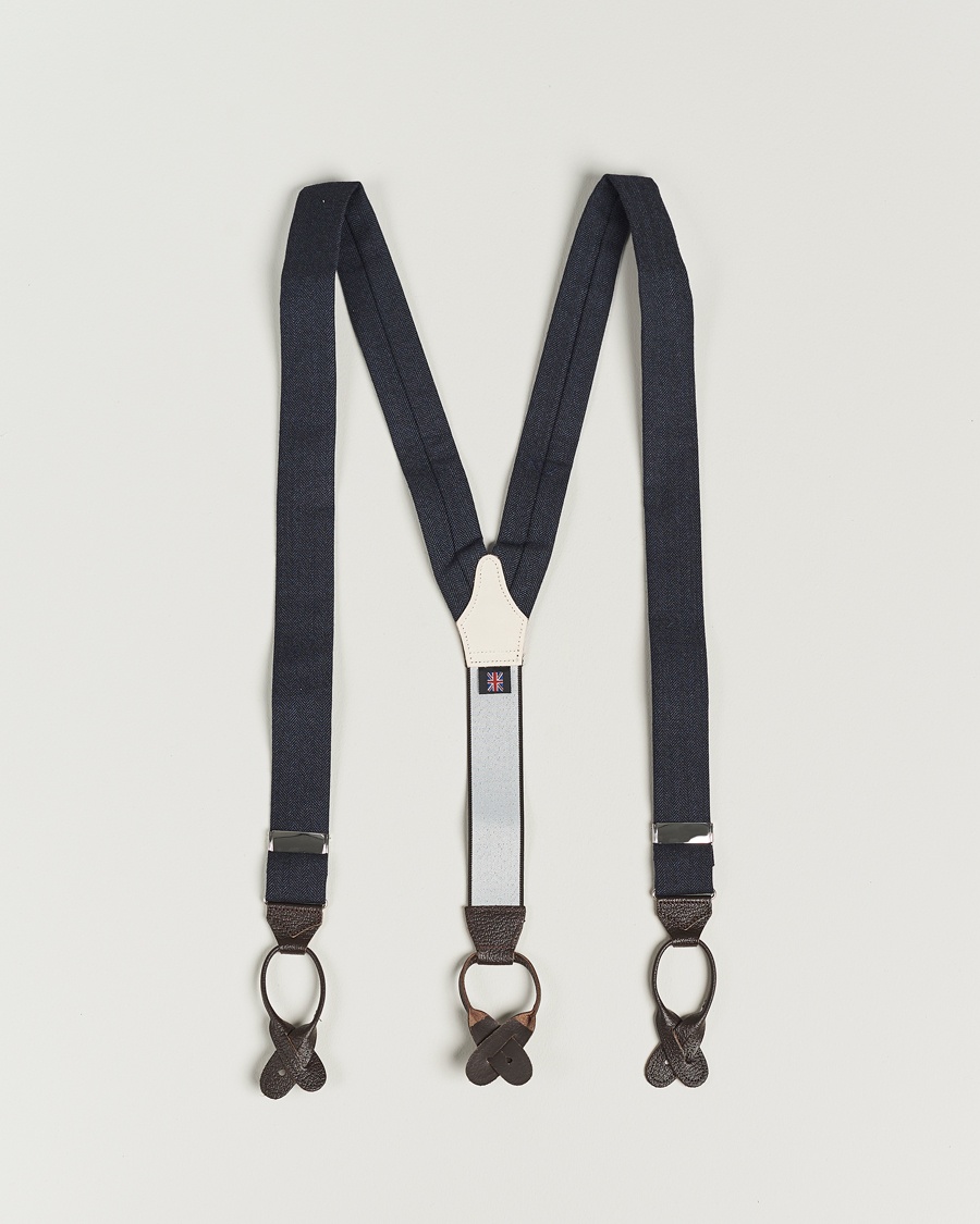 Men | Departments | Albert Thurston | Herringbone Braces 40mm Dark Blue