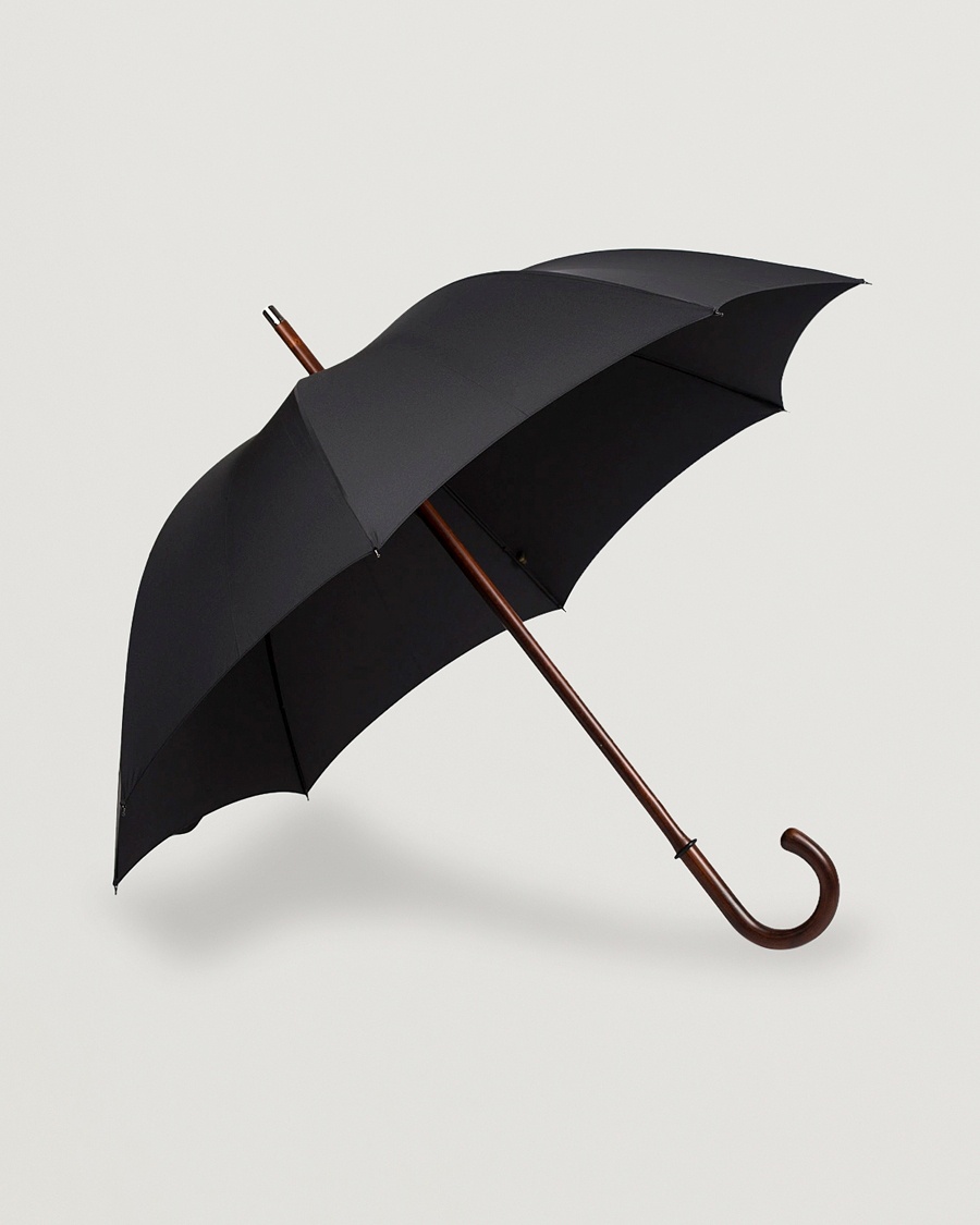 Fox Umbrellas Polished Cherrywood Solid Umbrella Black – Black