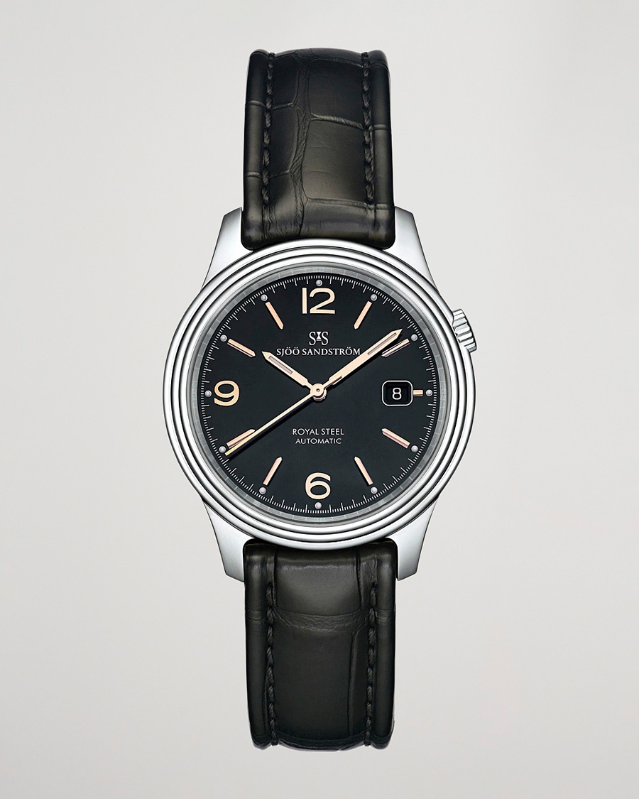 Sjöö Sandström Royal Steel Classic 41mm Black and Black Alligator – Black