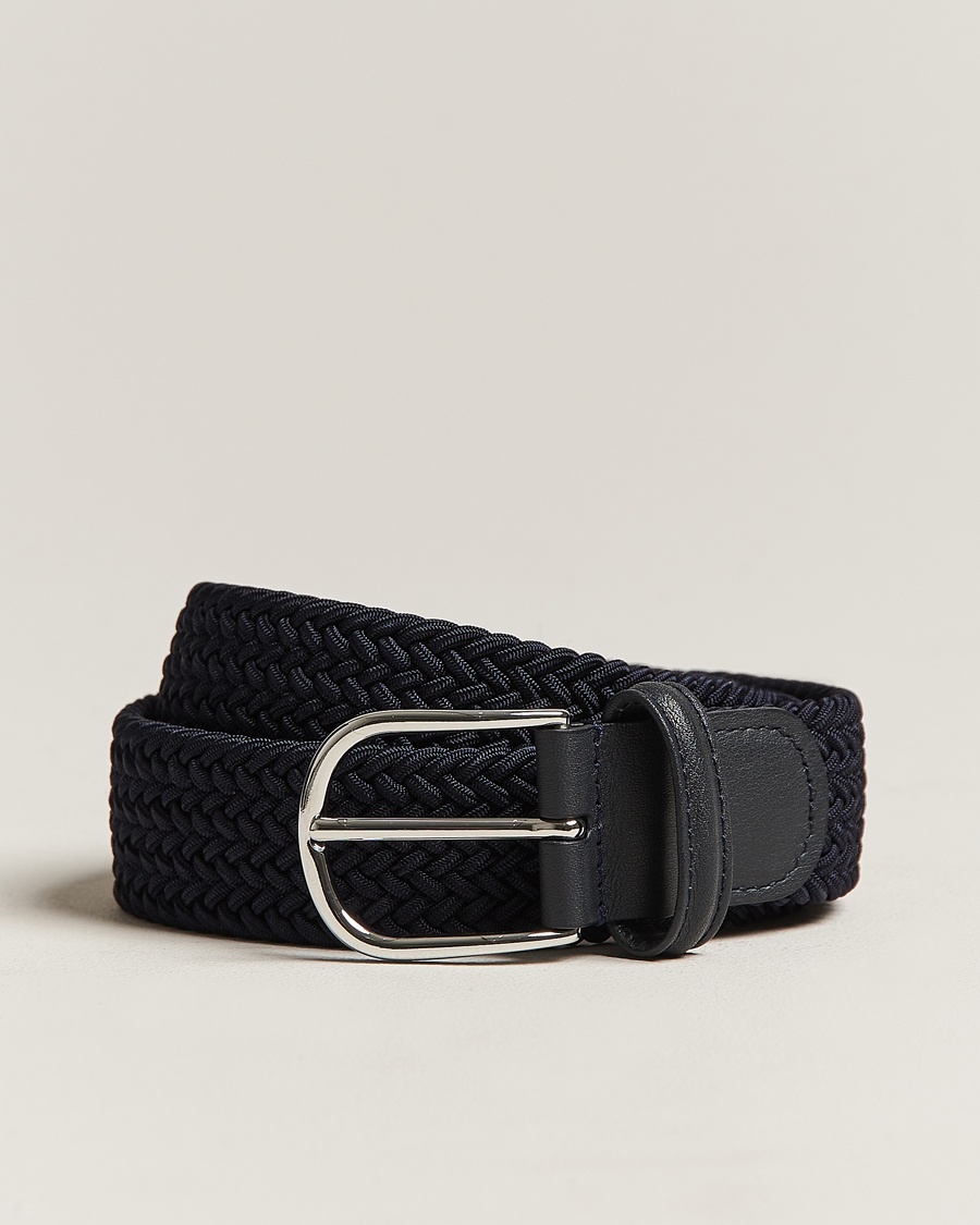 Men | Alla produkter | Anderson's | Stretch Woven 3,5 cm Belt Navy