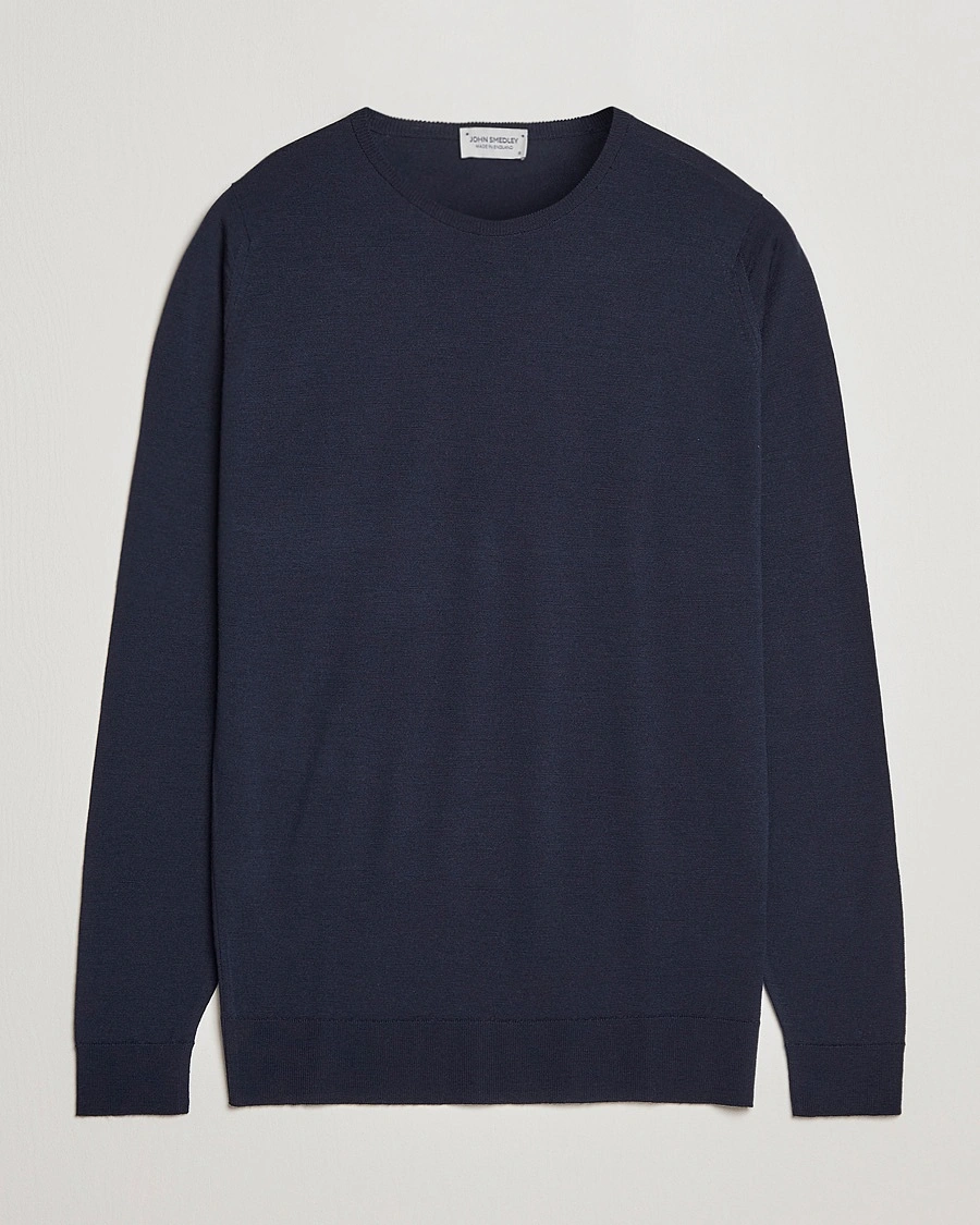 John Smedley Lundy Extra Fine Merino Crew Neck Midnight – Blue