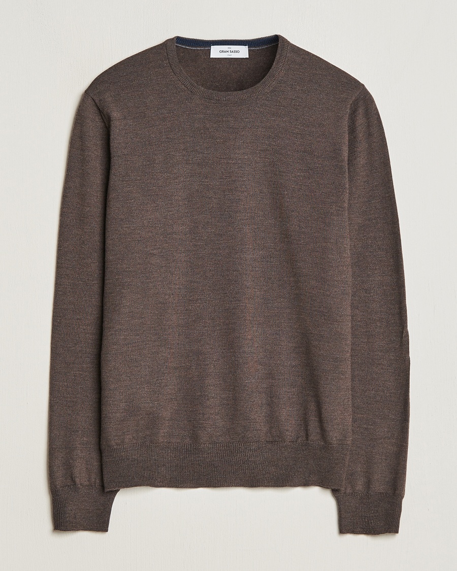 Gran Sasso Merino Fashion Fit Crew Neck Pullover Brown – Brown