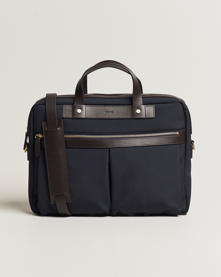Mismo M/S Nylon Office Navy/Dark Brown – Blue