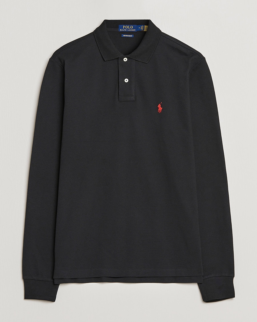 Polo Ralph Lauren Custom Slim Fit Long Sleeve Polo Polo Black – Black