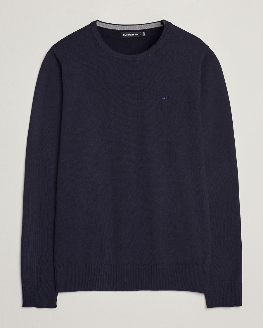 Men | Sweaters & Knitwear | J.Lindeberg | Lyle True Merino Crew Neck Pullover Navy
