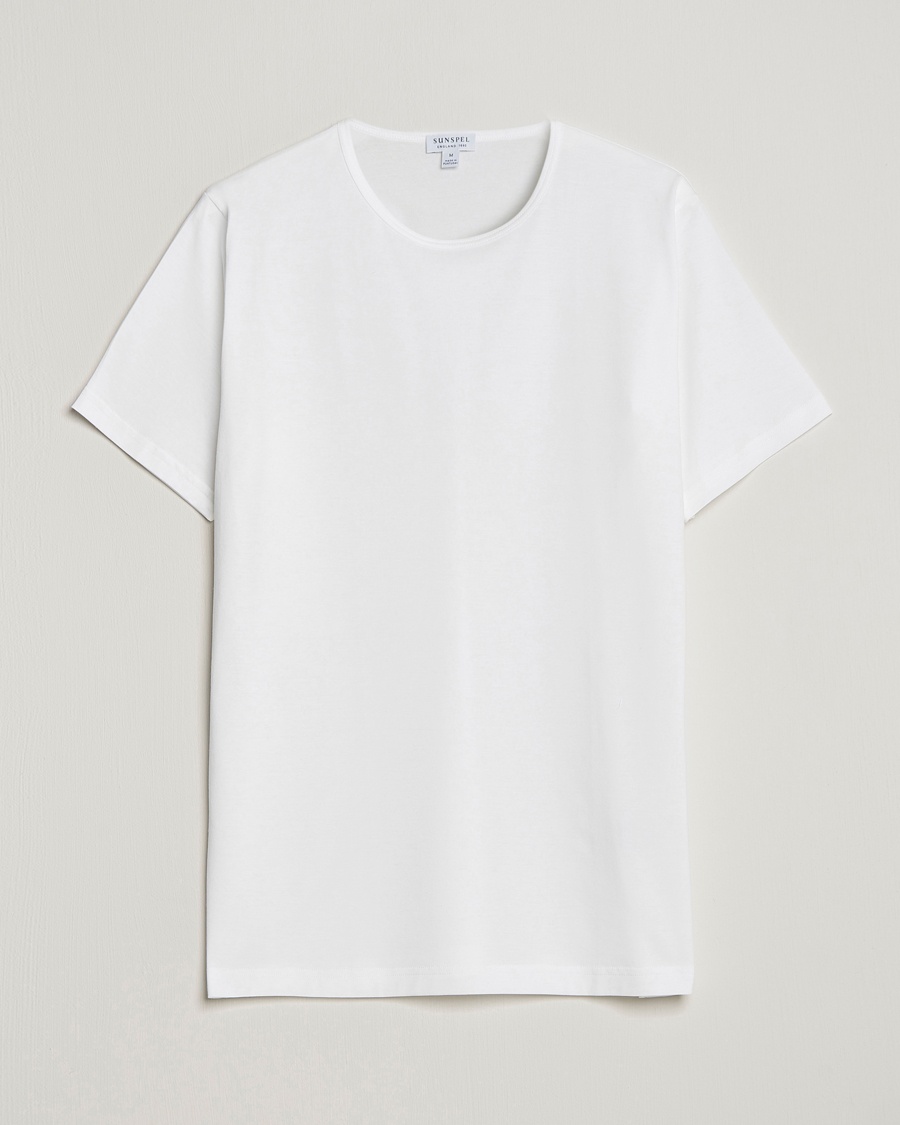 Sunspel Superfine Cotton Crew Neck T-Shirt White – White
