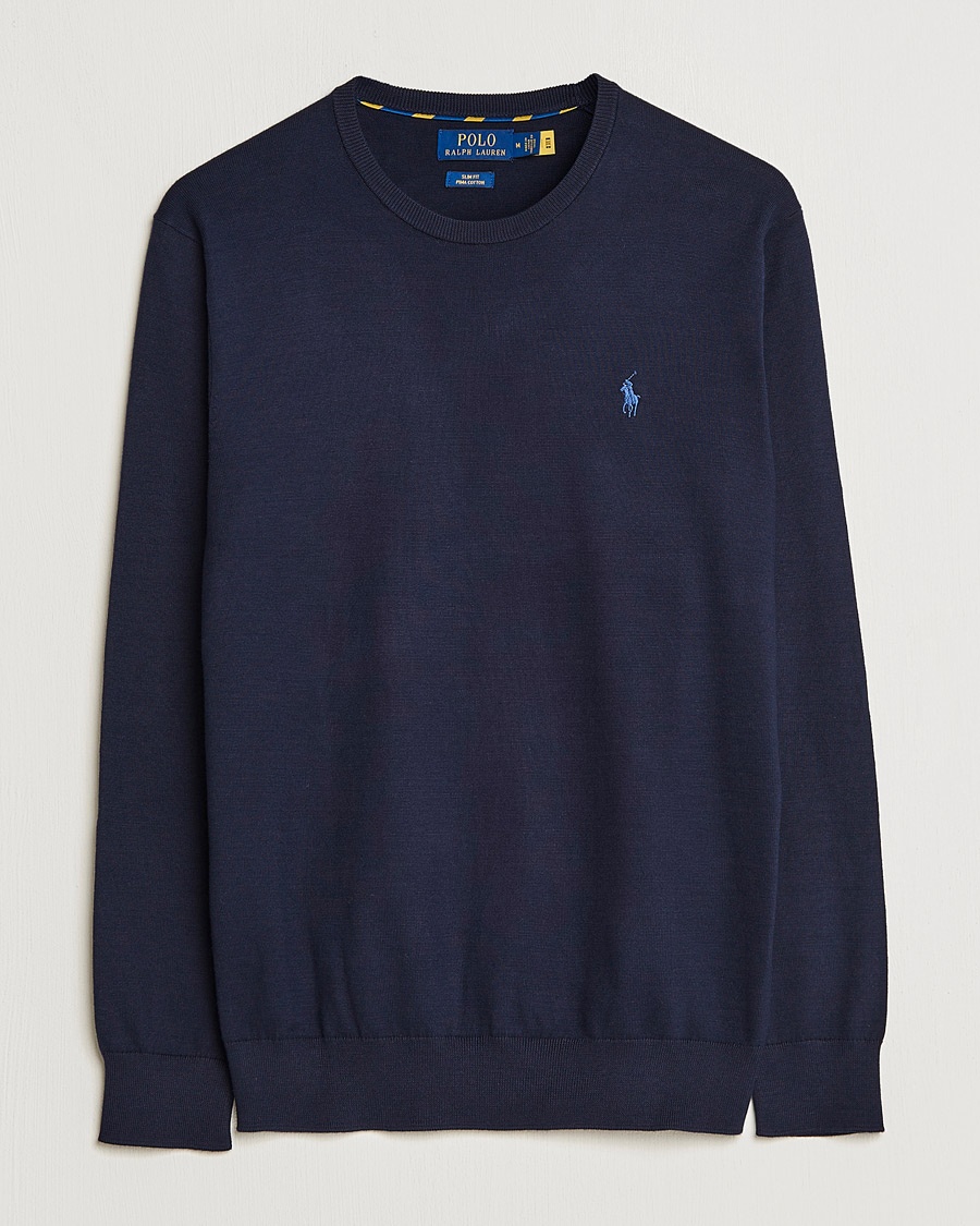 Polo Ralph Lauren Pima Cotton Crew Neck Pullover Hunter Navy – Blue