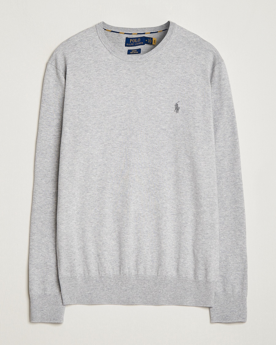 Polo Ralph Lauren Pima Cotton Crew Neck Pullover Andover Heather – Grey