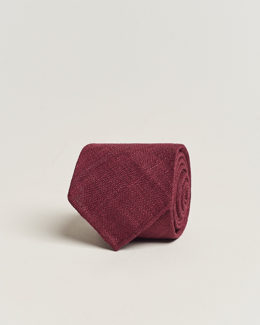 Men | Smart Casual | Drake's | Silk Tussah Handrolled Tie Wine