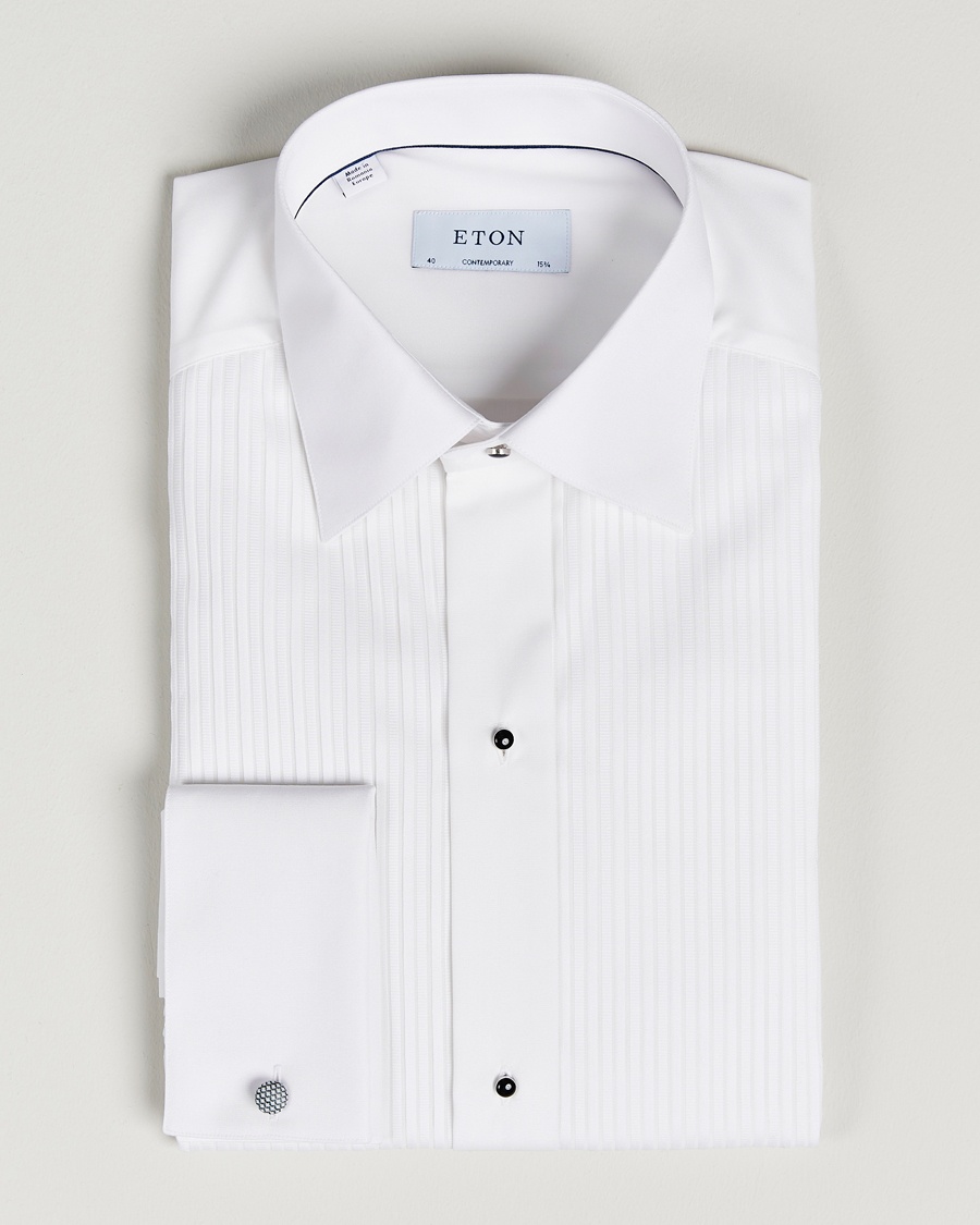 Eton Custom Fit Tuxedo Shirt Black Ribbon White – White
