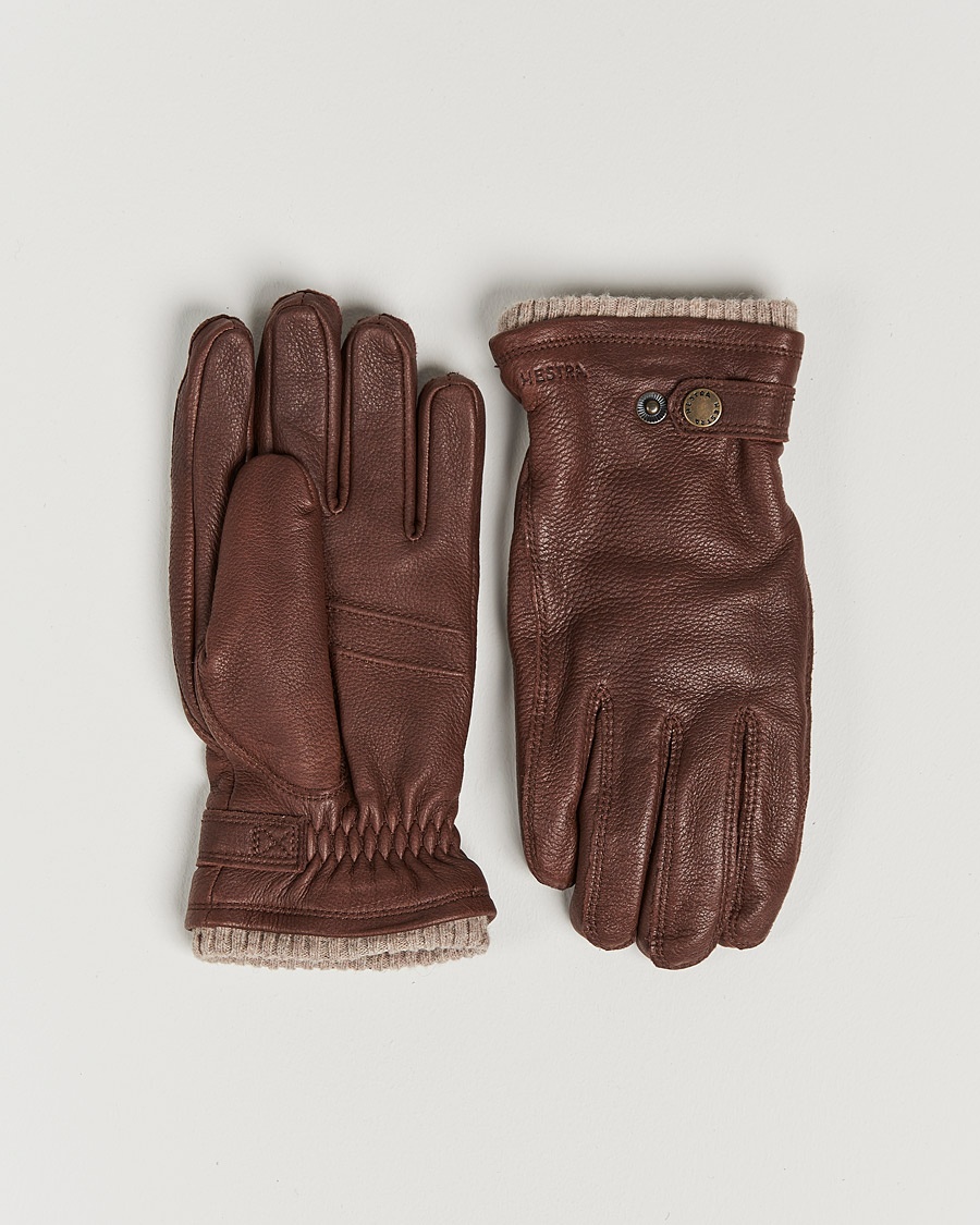 Hestra Utsjö Fleece Lined Buckle Elkskin Glove Chestnut – Brown