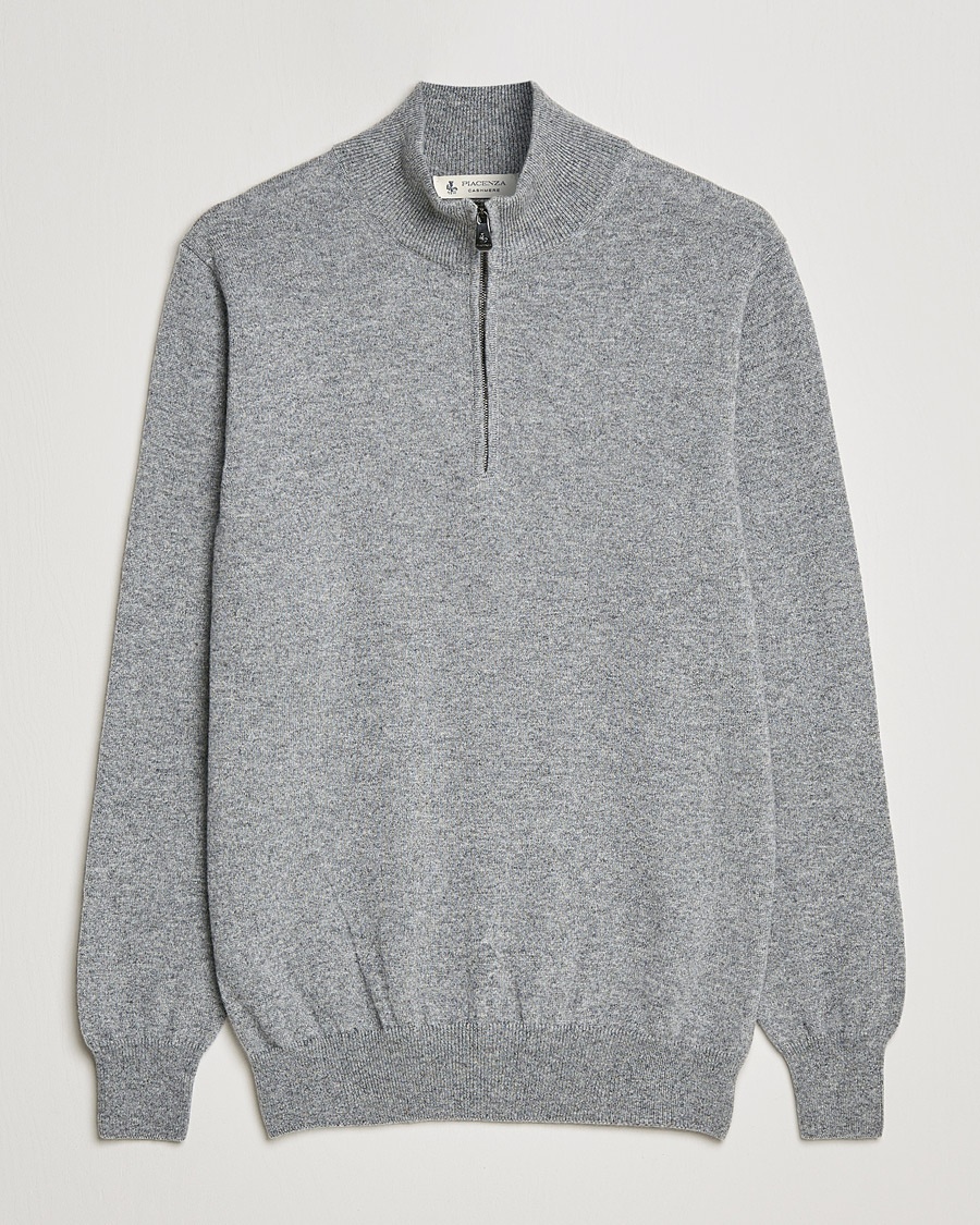 Men | Cashmere sweaters | Piacenza Cashmere | Cashmere Half Zip Sweater Light Grey