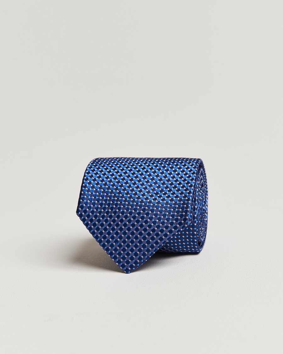 Eton Silk Geometric Weave Tie Navy – Blue