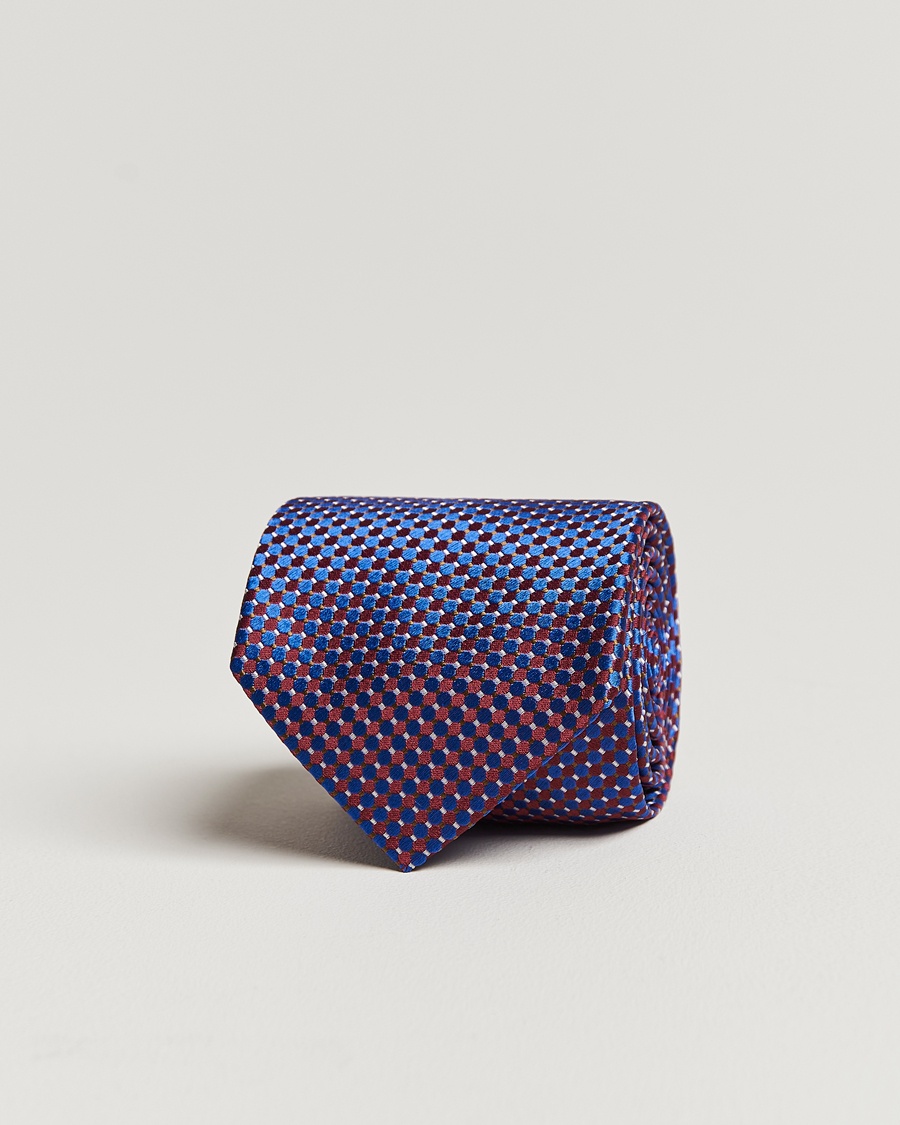 Eton Silk Geometric Weave Tie Blue/Red – Blue