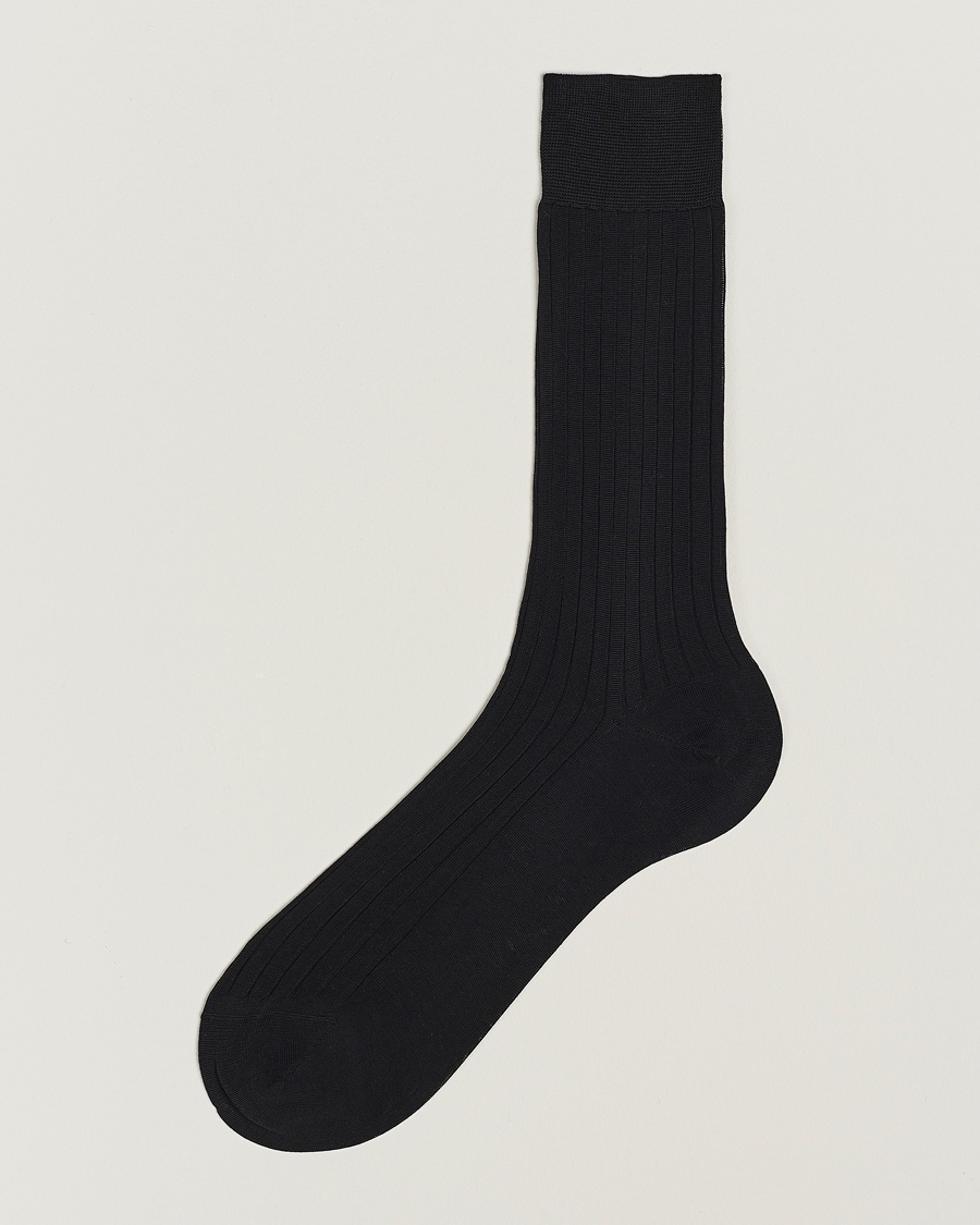 Bresciani Cotton Ribbed Short Socks Black – Black