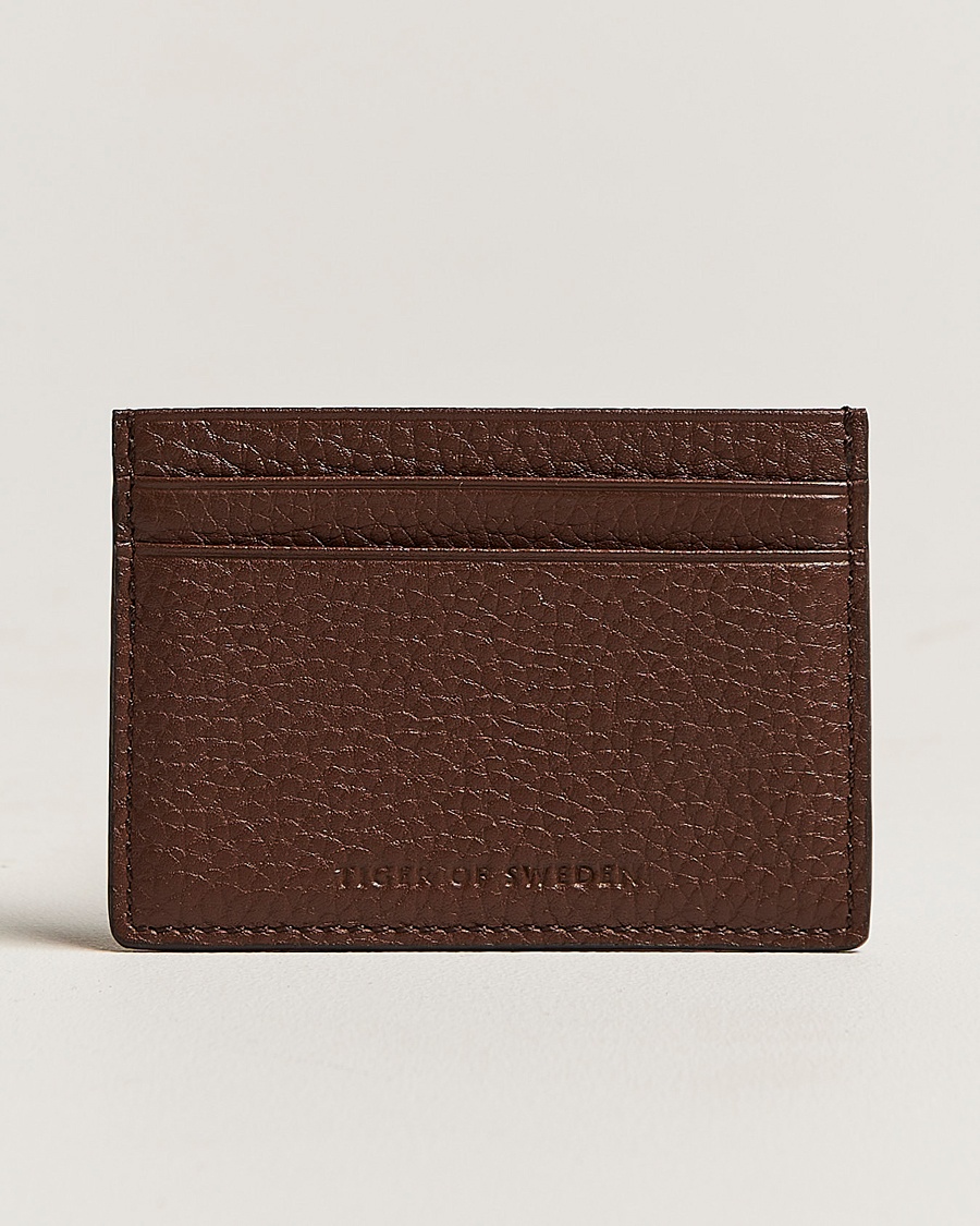 Tiger of Sweden Wake Grained Leather Cardholder Brown – Brown