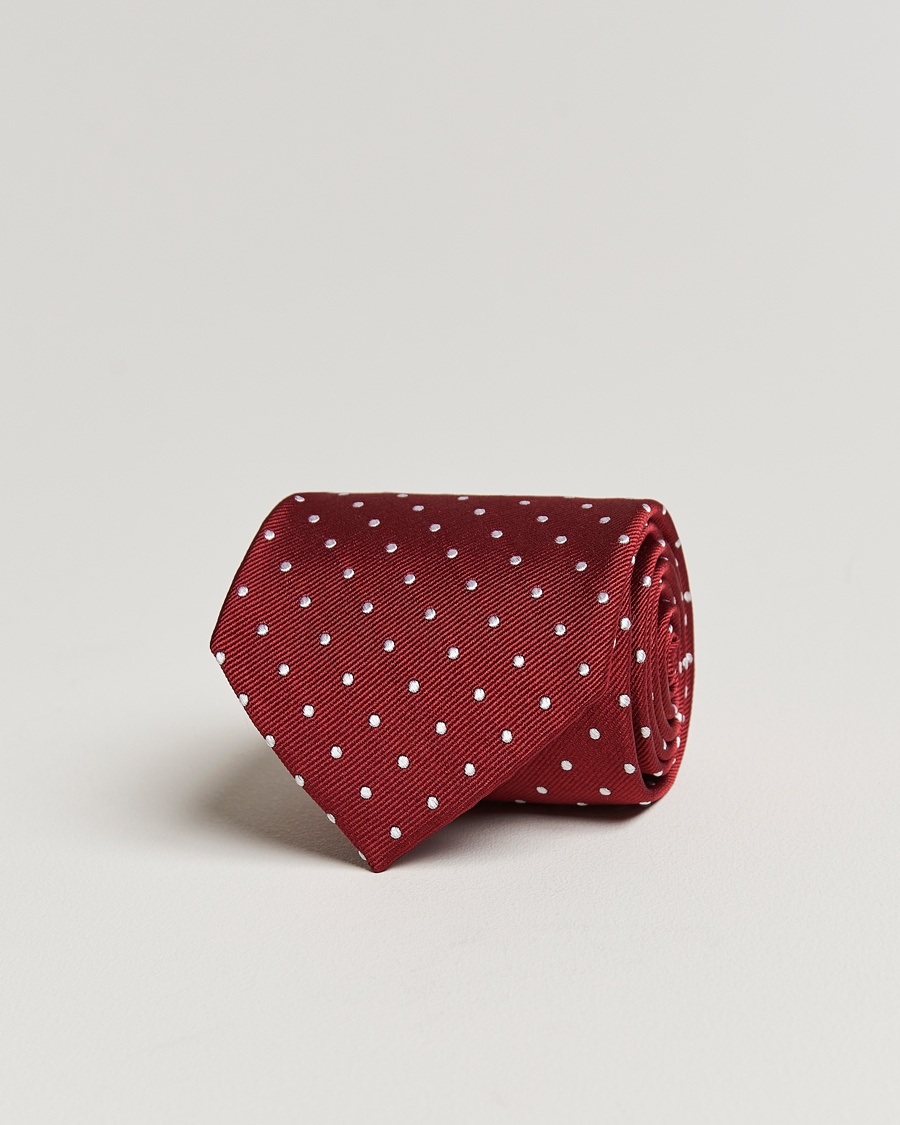 Amanda Christensen Dot Classic Tie 8 cm Wine/White – Red