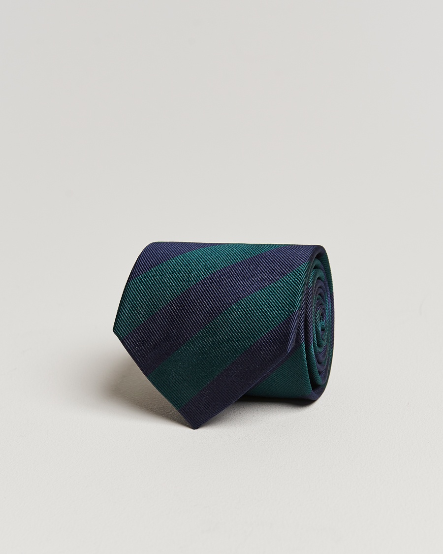 Amanda Christensen Regemental Stripe Classic Tie 8 cm Green/Navy – Blue