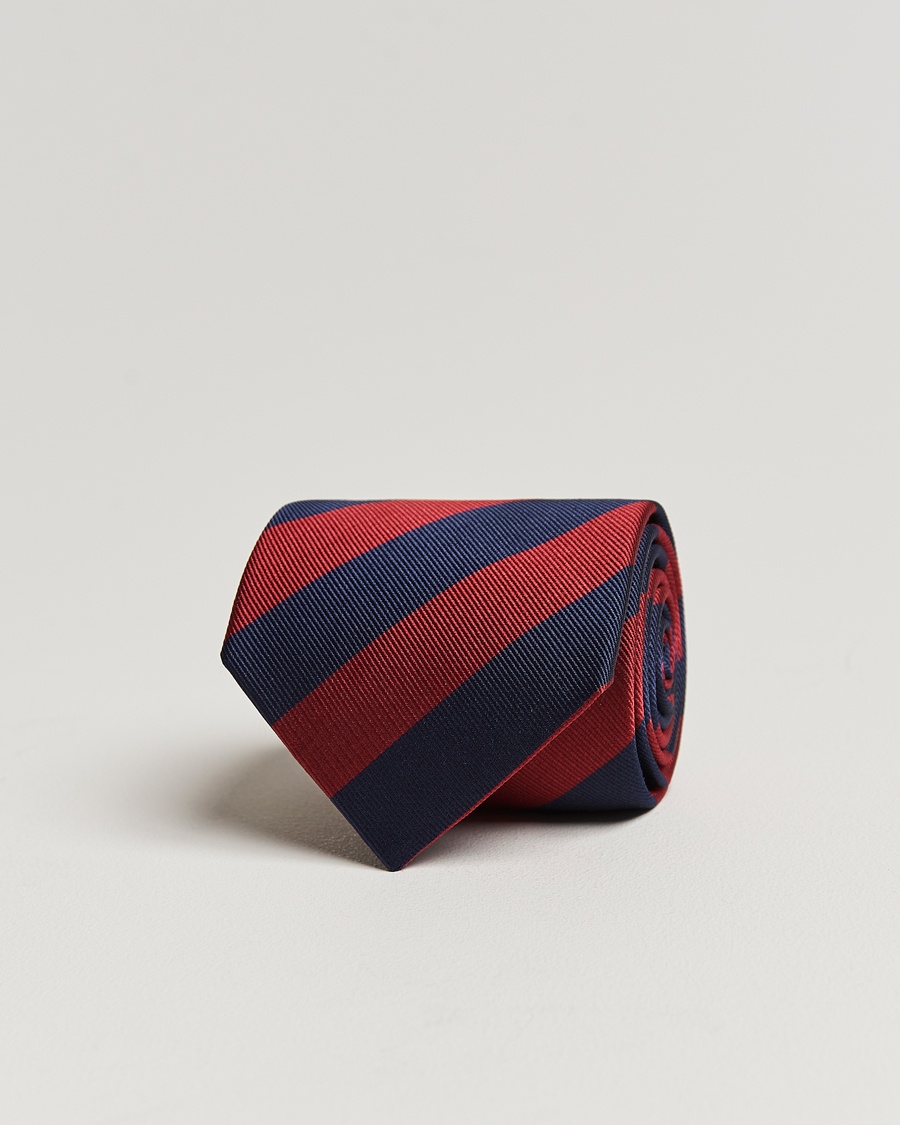 Amanda Christensen Regemental Stripe Classic Tie 8 cm Wine/Navy – Blue