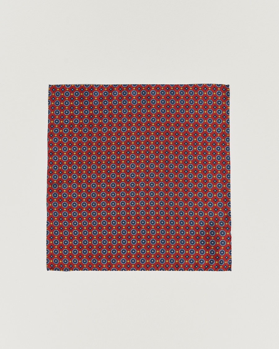 Amanda Christensen Medallion Silk Pocket Square Wine Red – Red