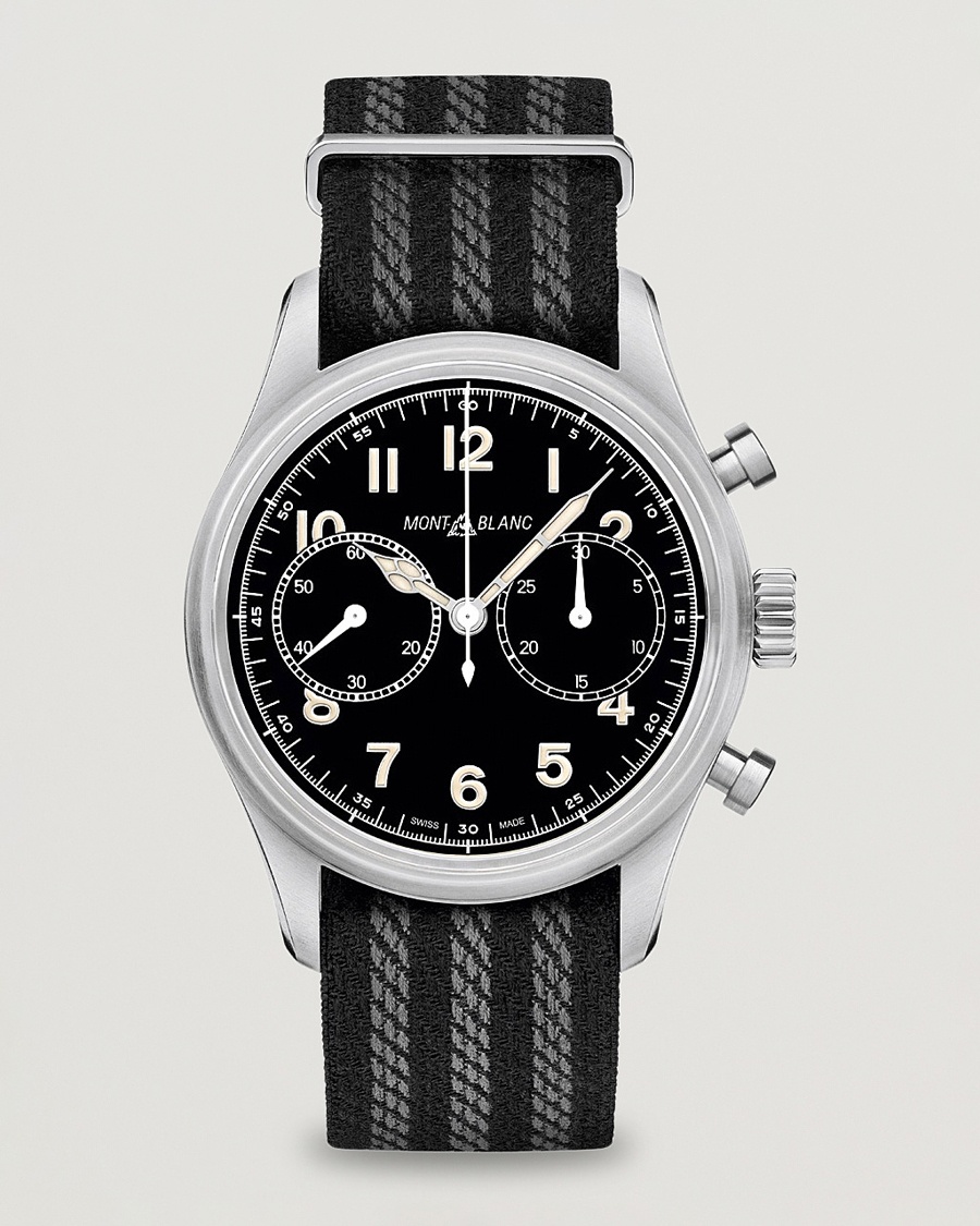 Men | Montblanc | Montblanc | 1858 Steel Automatic Chronograph 42mm Black Dial