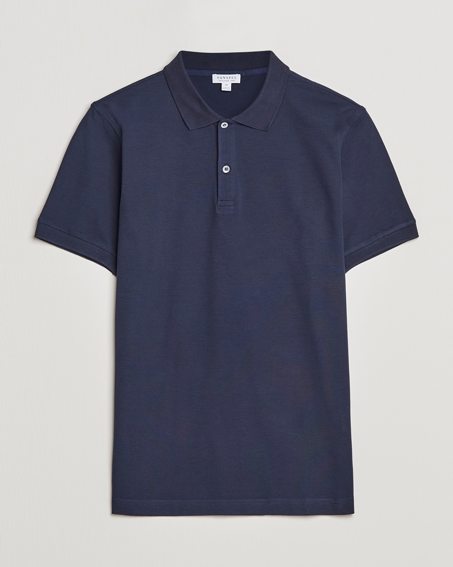 Sunspel Short Sleeve Pique Polo Navy – Blue