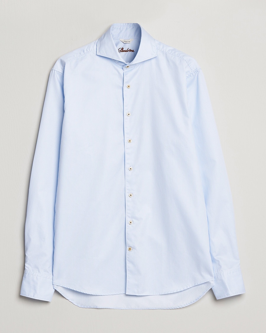 Men | Casual Shirts | Stenströms | Fitted Body Pinstriped Casual Shirt Light Blue