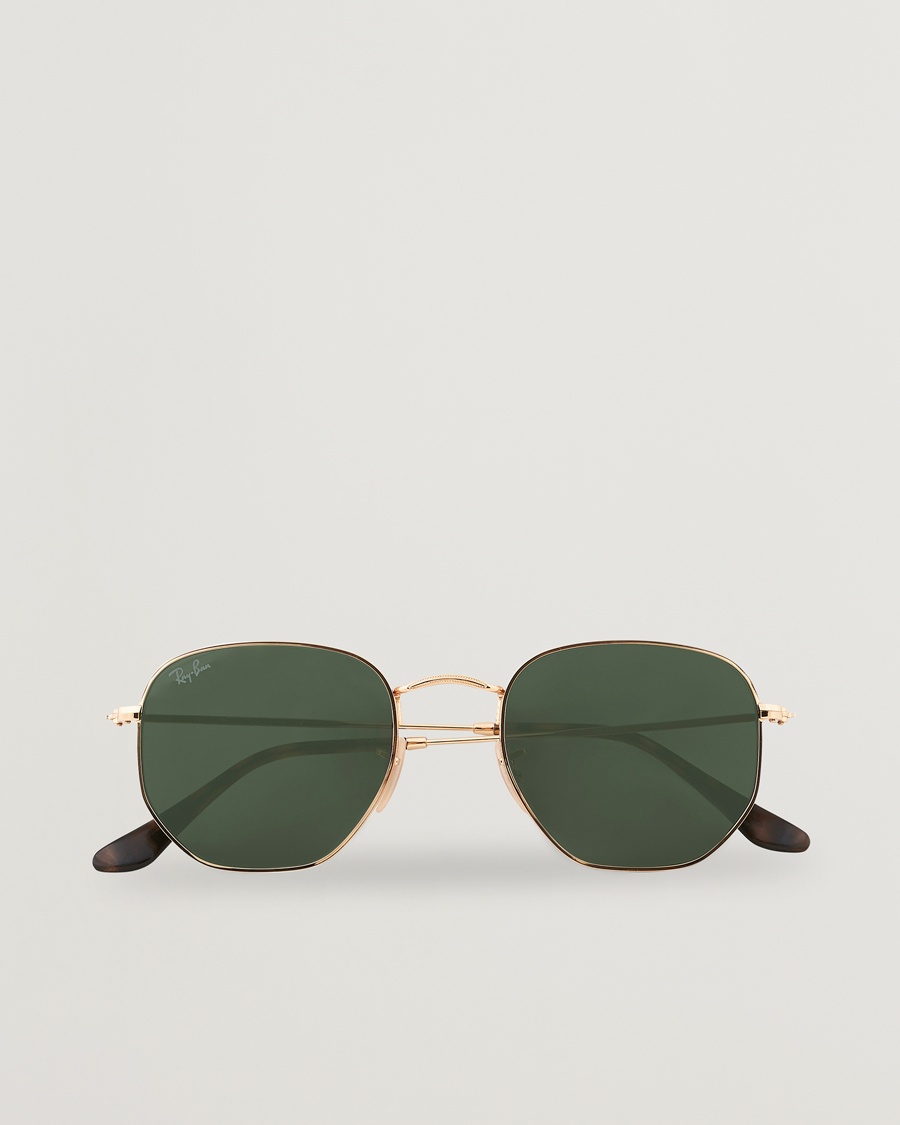 Men | Square Frame Sunglasses | Ray-Ban | 0RB3548N Hexagonal Sunglasses Gold/Green