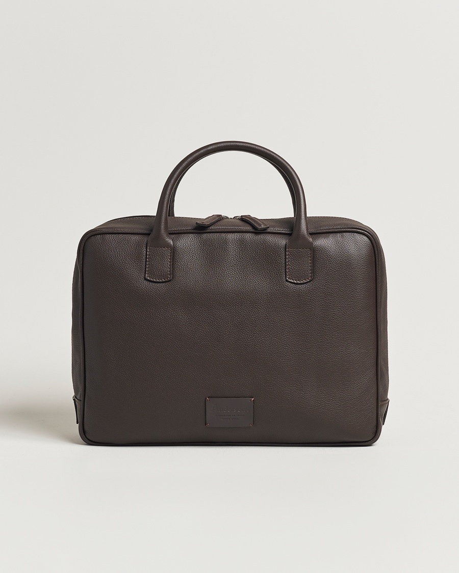 Anderson's Full Grain Leather Briefcase Dark Brown – Brown