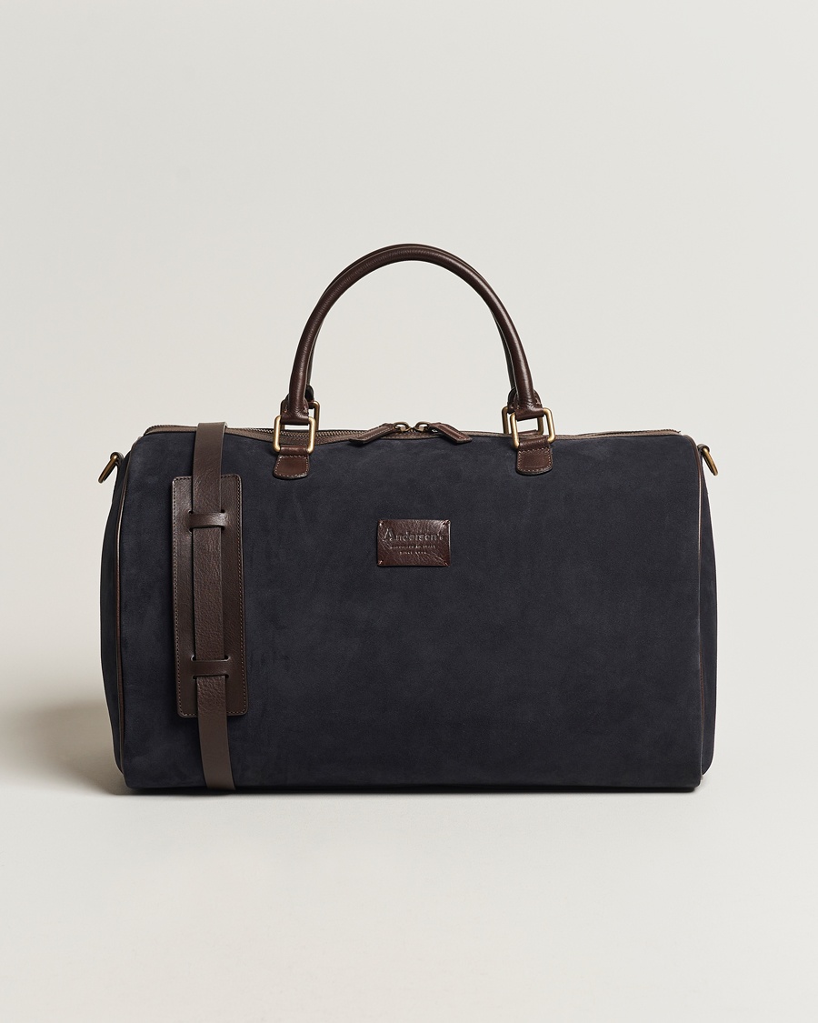 Anderson's Boston Suede Weekendbag Navy/Brown – Blue