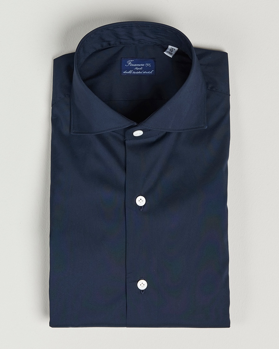 Finamore Napoli Milano Slim Fit Stretch Shirt Navy – Blue
