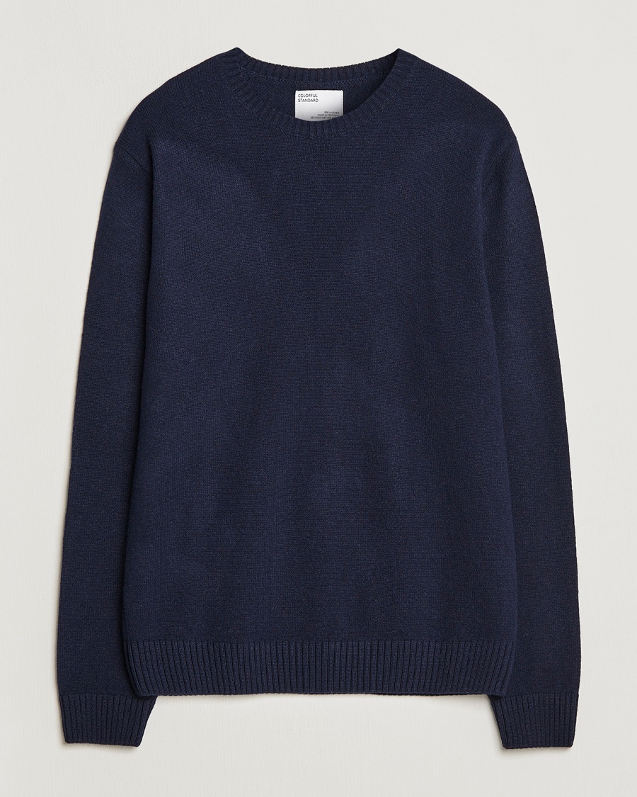  Classic Merino Wool Crew Neck Navy Blue