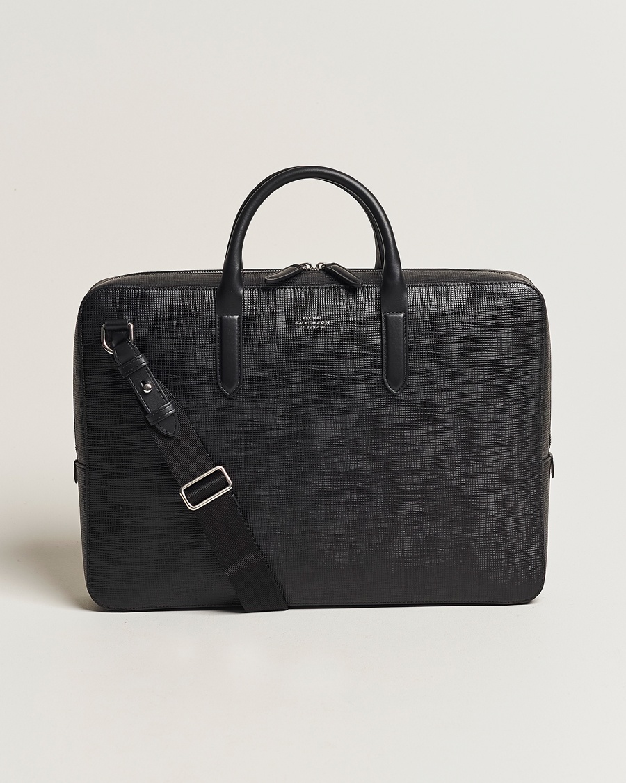 Smythson Panama Lightweight Briefcase Black – Black