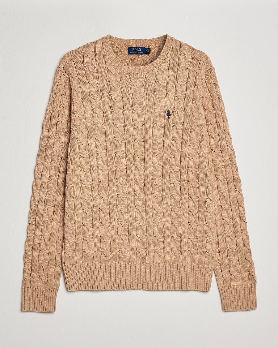 Men | | Polo Ralph Lauren | Cotton Cable Pullover Camel Melange