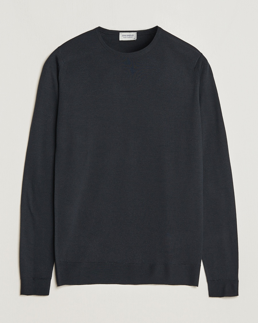 John Smedley Lundy Extra Fine Merino Crew Neck Black – Black