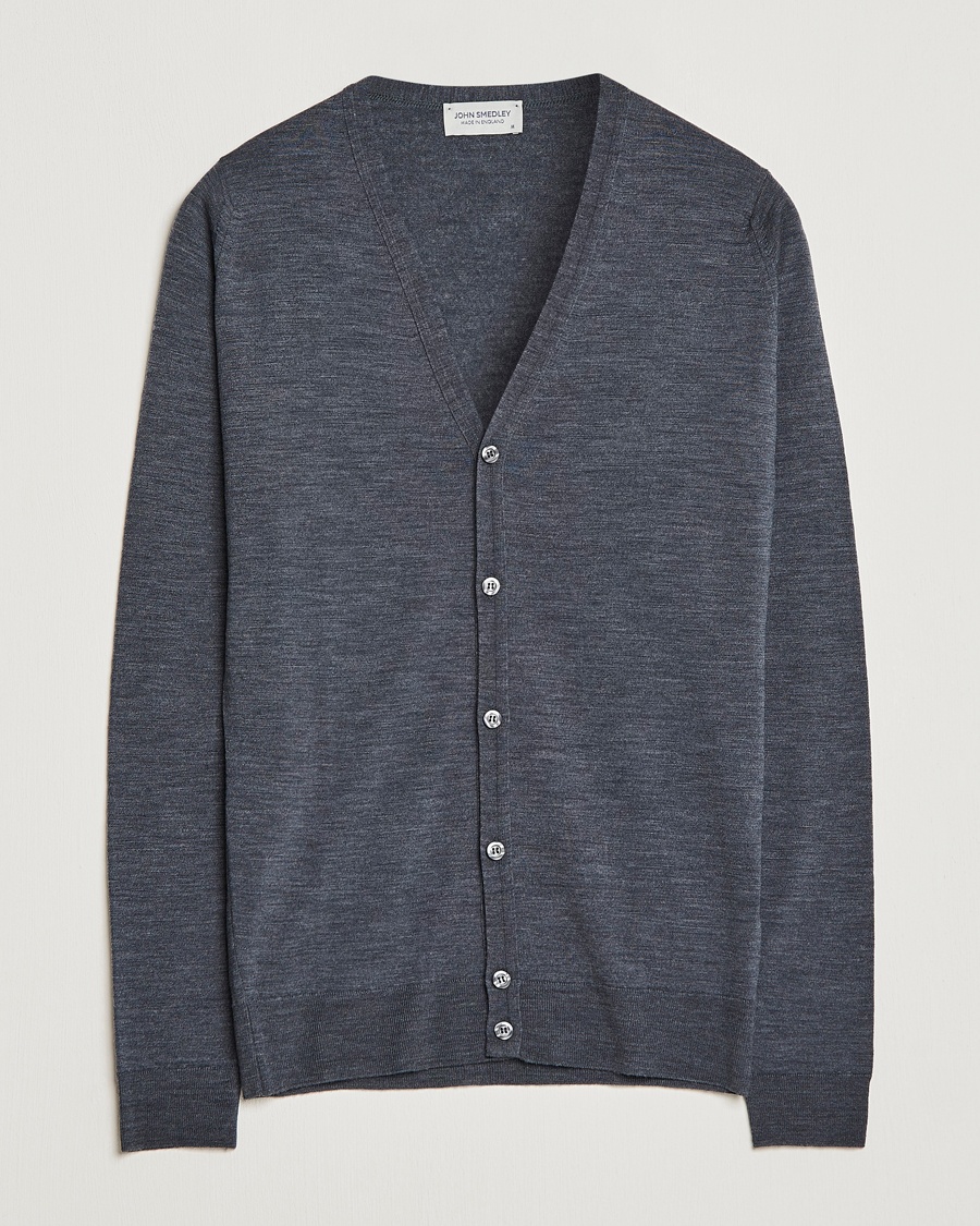 John Smedley Petworth Extra Fine Merino Cardigan Charcoal – Grey
