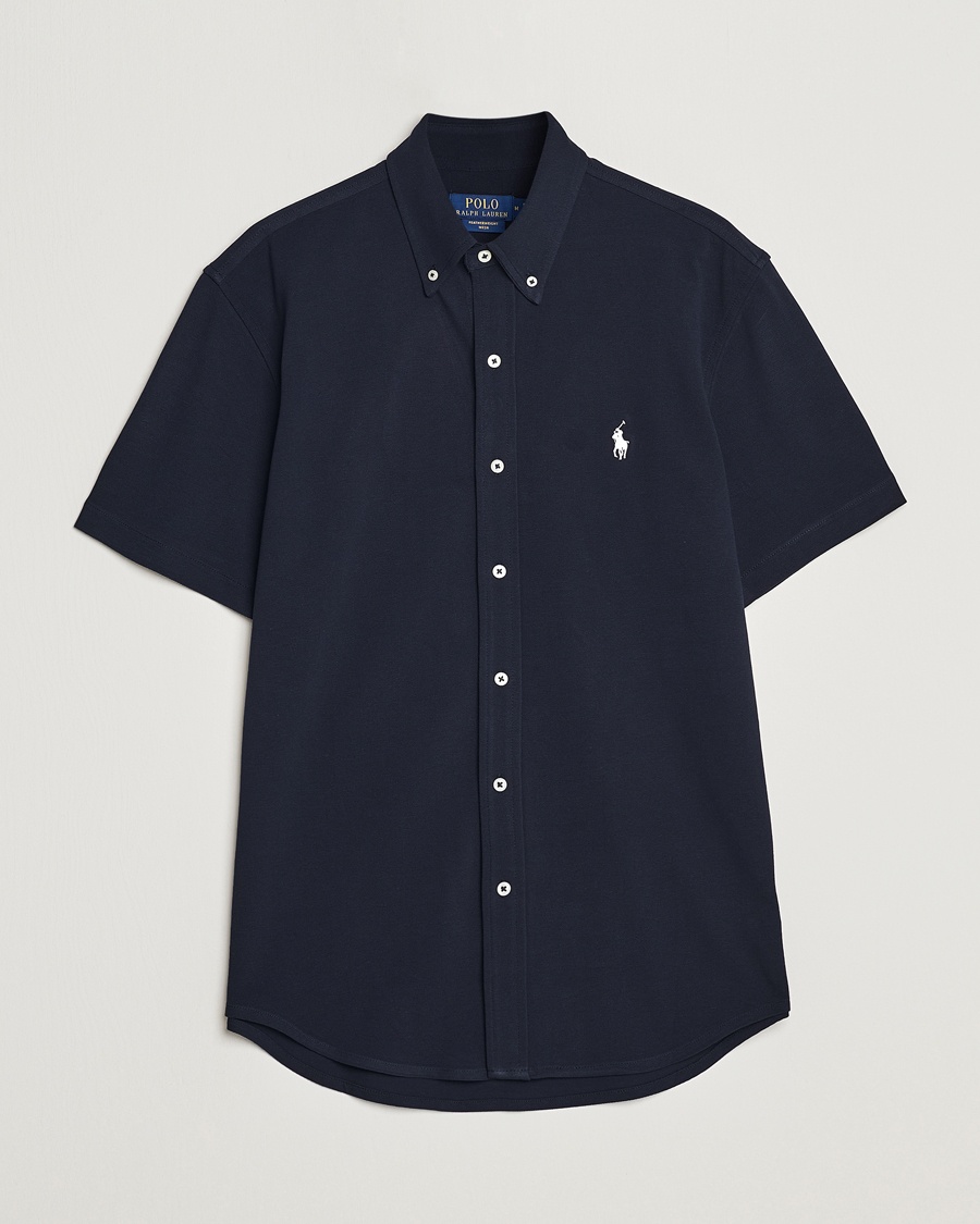 Men | Short Sleeve Shirts | Polo Ralph Lauren | Featherweight Mesh Short Sleeve Shirt Aviator Navy