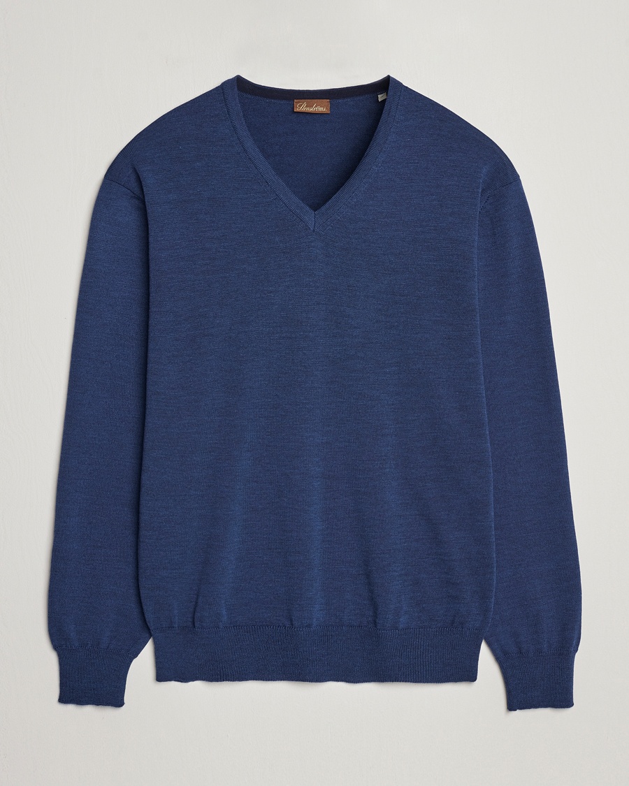 Stenströms Merino V-Neck Blue – Blue