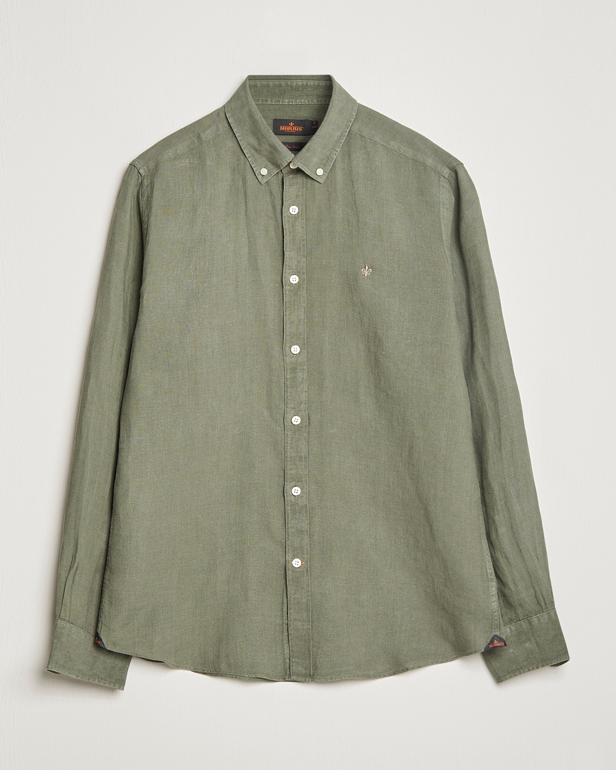 Morris Douglas Linen Button Down Shirt Olive – Green