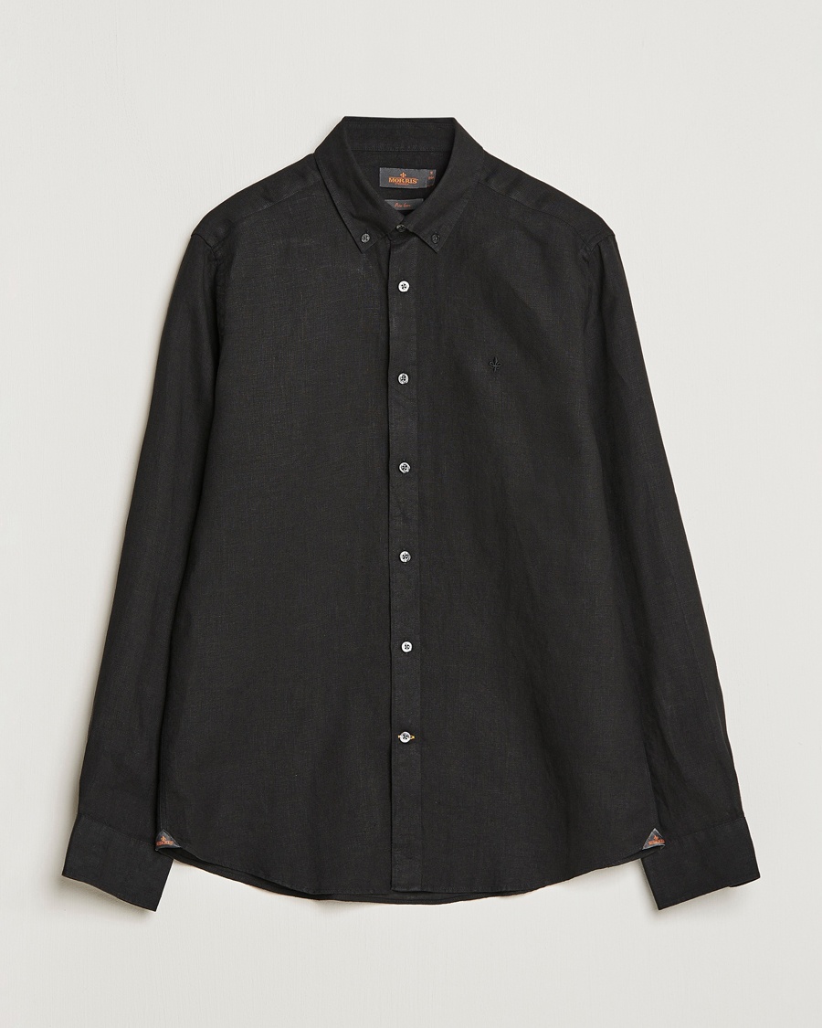Morris Douglas Linen Button Down Shirt Black – Black