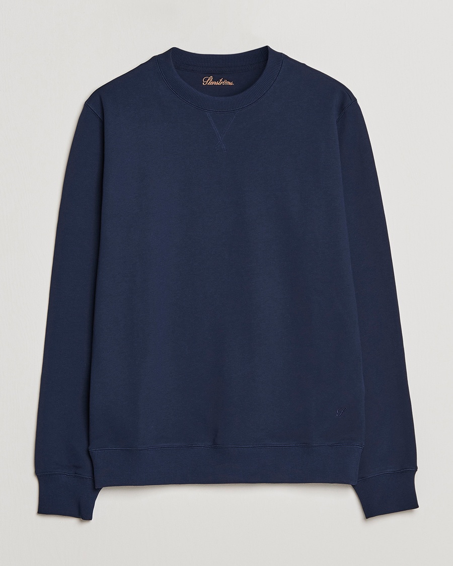 Men | Personal Classics | Stenströms | Cotton Collage Crew Neck Navy