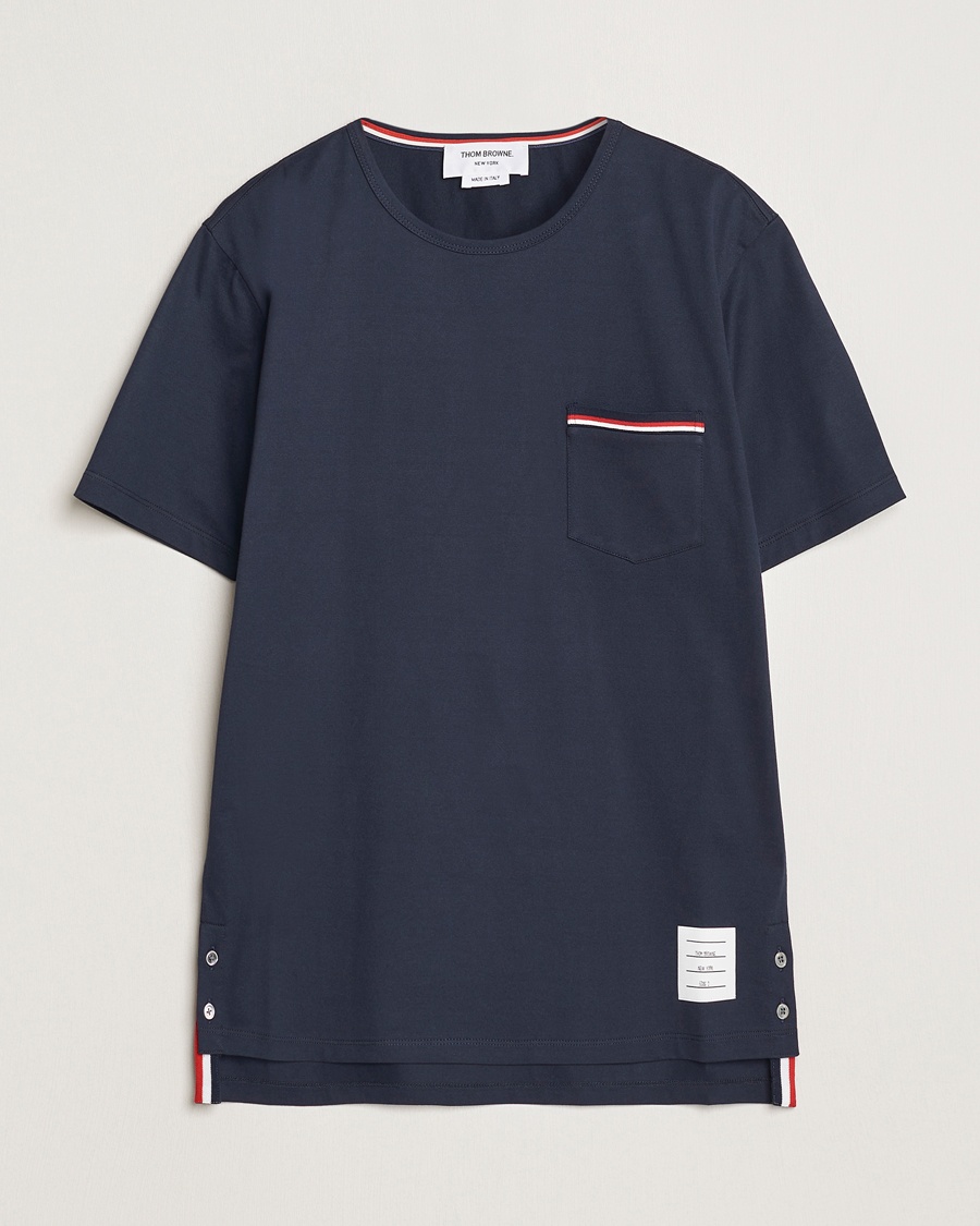 Thom Browne Long Sleeve 4-Bar T-Shirt Navy at CareOfCarl.com